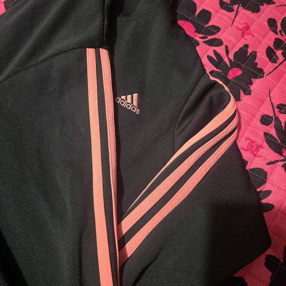 Adidas Women's Black Sweater with Pink Stripes - Picture 2 of 3